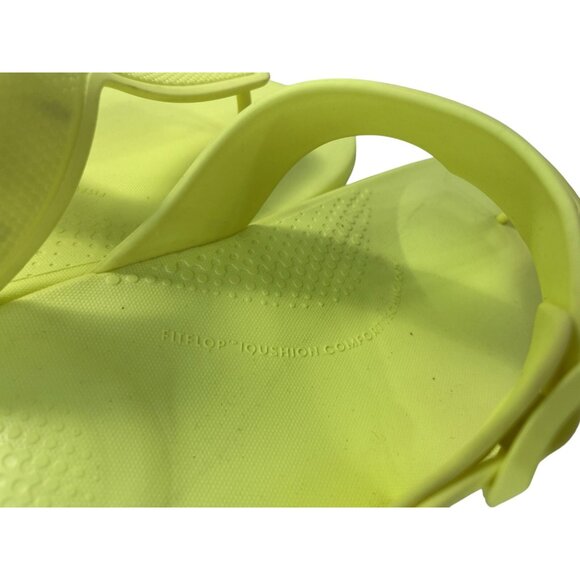 FitFlop Sandals Womens 11 IQushion Electric Yellow Flip Flop Slip-On Shoe Buckle - Picture 8 of 9